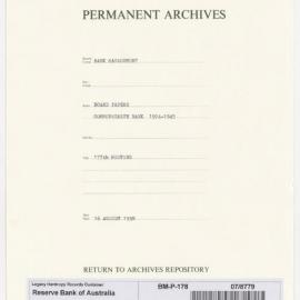 Bank Management - Commonwealth Bank - Board Papers - 1924 - 1945 - 177th Meeting - 16 August 1938
