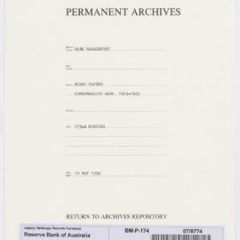 Bank Management - Commonwealth Bank - Board Papers - 1924 - 1945 - 173rd Meeting - 10 May 1938