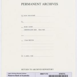Bank Management - Commonwealth Bank - Board Papers - 1924 - 1945 - 172nd Meeting - 5 April 1938