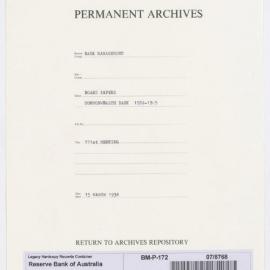 Bank Management - Commonwealth Bank - Board Papers - 1924 - 1945 - 171st Meeting - 15 March 1938