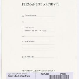 Bank Management - Commonwealth Bank - Board Papers - 1924 - 1945 - 150th Meeting - 10 June 1936