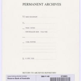 Bank Management - Commonwealth Bank - Board Papers - 1924 - 1945 - 139th Meeting - 8 July 1935