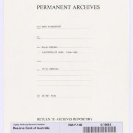Bank Management - Commonwealth Bank - Board Papers - 1924 - 1945 - 137th Meeting - 28 May 1935