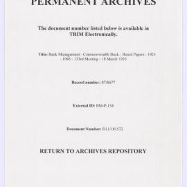 Bank Management - Commonwealth Bank - Board Papers - 1924 - 1945 - 133rd Meeting - 18 March 1935