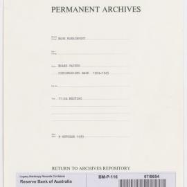 Bank Management - Commonwealth Bank - Board Papers - 1924 - 1945 - 115th Meeting - 9 October 1933