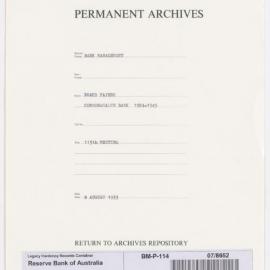 Bank Management - Commonwealth Bank - Board Papers - 1924 - 1945 - 113th Meeting - 8 August 1933