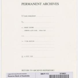 Bank Management - Commonwealth Bank - Board Papers - 1924 - 1945 - 112th Meeting - 4 July 1933