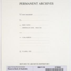Bank Management - Commonwealth Bank - Board Papers - 1924 - 1945 - 109th Meeting - 10 April 1933