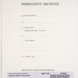 Bank Management - Commonwealth Bank - Board Papers - 1924 - 1945 - 108th Meeting - 13 March 1933