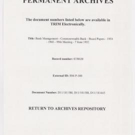 Bank Management - Commonwealth Bank - Board Papers - 1924 - 1945 - 99th Meeting - 7 June 1932
