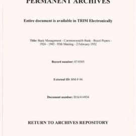 Bank Management - Commonwealth Bank - Board Papers - 1924 - 1945 - 95th Meeting - 2 February 1932