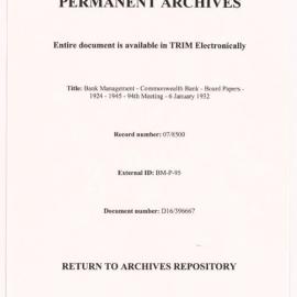 Bank Management - Commonwealth Bank - Board Papers - 1924 - 1945 - 94th Meeting - 6 January 1932