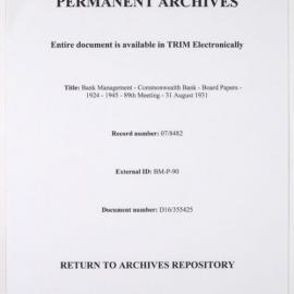 Bank Management - Commonwealth Bank - Board Papers - 1924 - 1945 - 89th Meeting - 31 August 1931