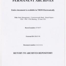Bank Management - Commonwealth Bank - Board Papers - 1924 - 1945 - 87th Meeting - 23 June 1931