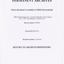 Bank Management - Commonwealth Bank - Board Papers - 1924 - 1945 - 83rd Meeting - 30 March 1931
