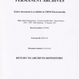 Bank Management - Commonwealth Bank - Board Papers - 1924 - 1945 - 80th Meeting - 13 January 1931