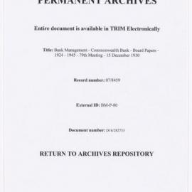 Bank Management - Commonwealth Bank - Board Papers - 1924 - 1945 - 79th Meeting - 15 December 1930