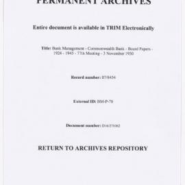 Bank Management - Commonwealth Bank - Board Papers - 1924 - 1945 - 77th Meeting - 3 November 1930