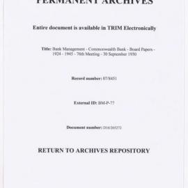 Bank Management - Commonwealth Bank - Board Papers - 1924 - 1945 - 76th Meeting - 30 September 1930