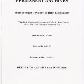 Bank Management - Commonwealth Bank - Board Papers - 1924 - 1945 - 65th Meeting - 6 November 1929