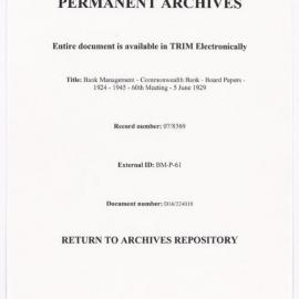 Bank Management - Commonwealth Bank - Board Papers - 1924 - 1945 - 60th Meeting - 5 June 1929