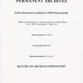 Bank Management - Commonwealth Bank - Board Papers - 1924 - 1945 - 59th Meeting - 7 May 1929