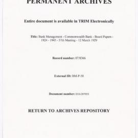 Bank Management - Commonwealth Bank - Board Papers - 1924 - 1945 - 57th Meeting - 12 March 1929