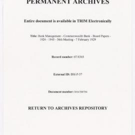 Bank Management - Commonwealth Bank - Board Papers - 1924 - 1945 - 56th Meeting - 7 February 1929