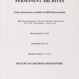 Bank Management - Commonwealth Bank - Board Papers - 1924 - 1945 - 55th Meeting - 7 January 1929