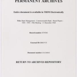 Bank Management - Commonwealth Bank - Board Papers - 1924 - 1945 - 54th Meeting - 11 December 1928