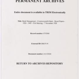 Bank Management - Commonwealth Bank - Board Papers - 1924 - 1945 - 53rd Meeting - 7 November 1928