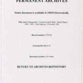 Bank Management - Commonwealth Bank - Board Papers - 1924 - 1945 - 52nd Meeting - 9 October 1928