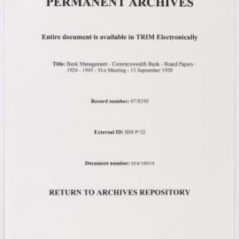 Bank Management - Commonwealth Bank - Board Papers - 1924 - 1945 - 51st Meeting - 13 September 1928