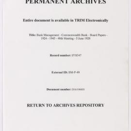 Bank Management - Commonwealth Bank - Board Papers - 1924 - 1945 - 48th Meeting - 5 June 1928