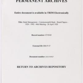 Bank Management - Commonwealth Bank - Board Papers - 1924 - 1945 - 46th Meeting - 26 April 1928
