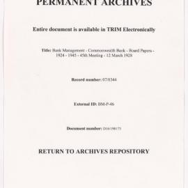 Bank Management - Commonwealth Bank - Board Papers - 1924 - 1945 - 45th Meeting - 12 March 1928