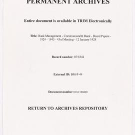 Bank Management - Commonwealth Bank - Board Papers - 1924 - 1945 - 43rd Meeting - 12 January 1928