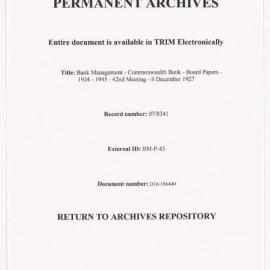 Bank Management - Commonwealth Bank - Board Papers - 1924 - 1945 - 42nd Meeting - 6 December 1927