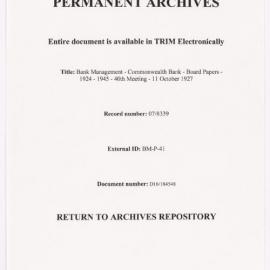 Bank Management - Commonwealth Bank - Board Papers - 1924 - 1945 - 40th Meeting - 11 October 1927