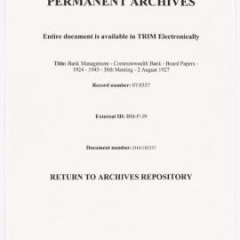 Bank Management - Commonwealth Bank - Board Papers - 1924 - 1945 - 38th Meeting - 2 August 1927