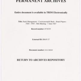 Bank Management - Commonwealth Bank - Board Papers - 1924 - 1945 - 36th Meeting - 7 June 1927