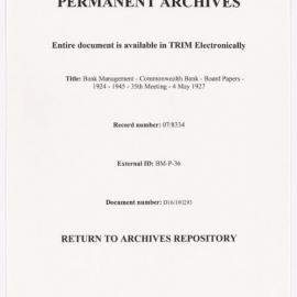Bank Management - Commonwealth Bank - Board Papers - 1924 - 1945 - 35th Meeting - 4 May 1927