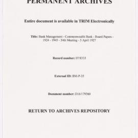 Bank Management - Commonwealth Bank - Board Papers - 1924 - 1945 - 34th Meeting - 5 April 1927