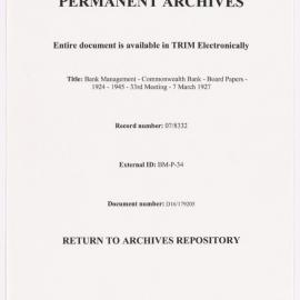Bank Management - Commonwealth Bank - Board Papers - 1924 - 1945 - 33rd Meeting - 7 March 1927