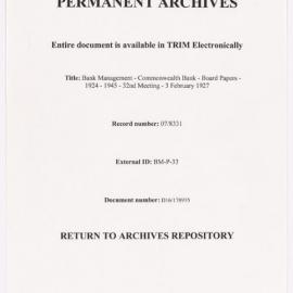 Bank Management - Commonwealth Bank - Board Papers - 1924 - 1945 - 32nd Meeting - 3 February 1927
