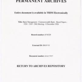 Bank Management - Commonwealth Bank - Board Papers - 1924 - 1945 - 30th Meeting - 8 December 1926