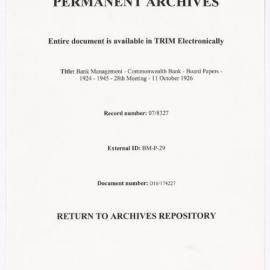 Bank Management - Commonwealth Bank - Board Papers - 1924 - 1945 - 28th Meeting - 11 October 1926