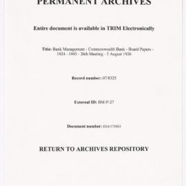 Bank Management - Commonwealth Bank - Board Papers - 1924 - 1945 - 26th Meeting - 3 August 1926