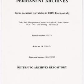 Bank Management - Commonwealth Bank - Board Papers - 1924 - 1945 - 25th Meeting - 5 July 1926