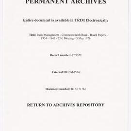 Bank Management - Commonwealth Bank - Board Papers - 1924 - 1945 - 23rd Meeting - 3 May 1926